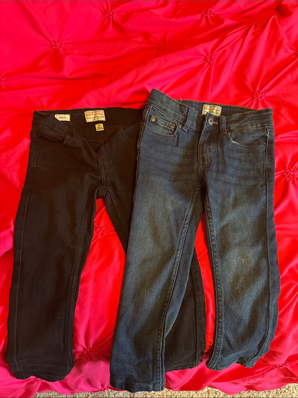 Toddler size 4t Dark Wash and Black Jeans - Classic Stretch Fit